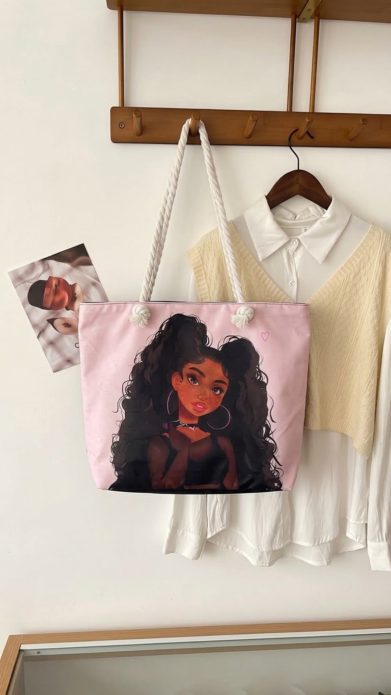 Blush Babe Graphic Shoulder Tote Bag