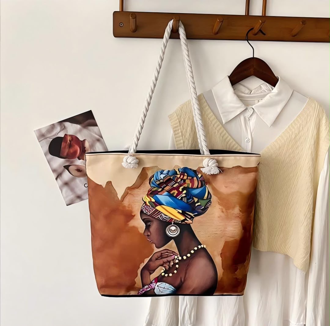 African Heritage Royal Headwrap Canvas Rope Tote Bag