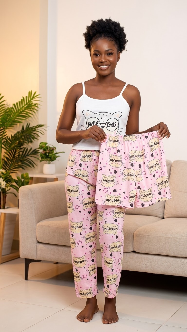 "The Feline Fanatic" 3-Piece Sleep & Loungewear Set