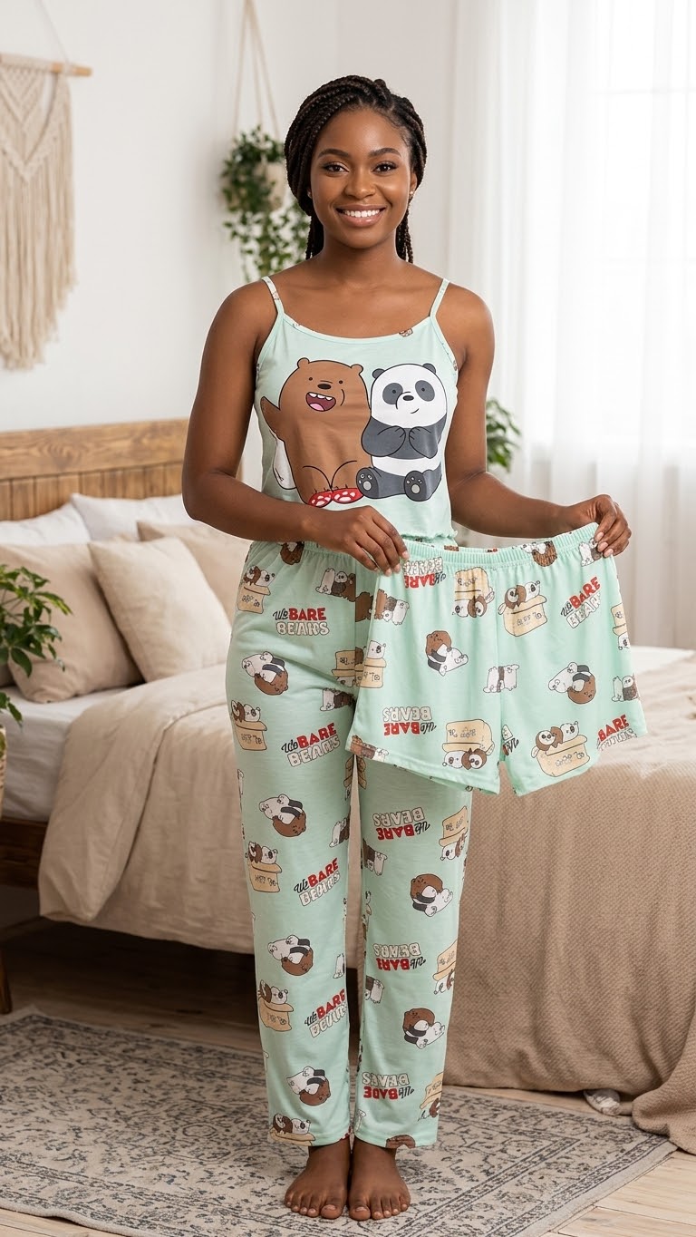 Grizz & Pan-Pan" 3-Piece night wear Set