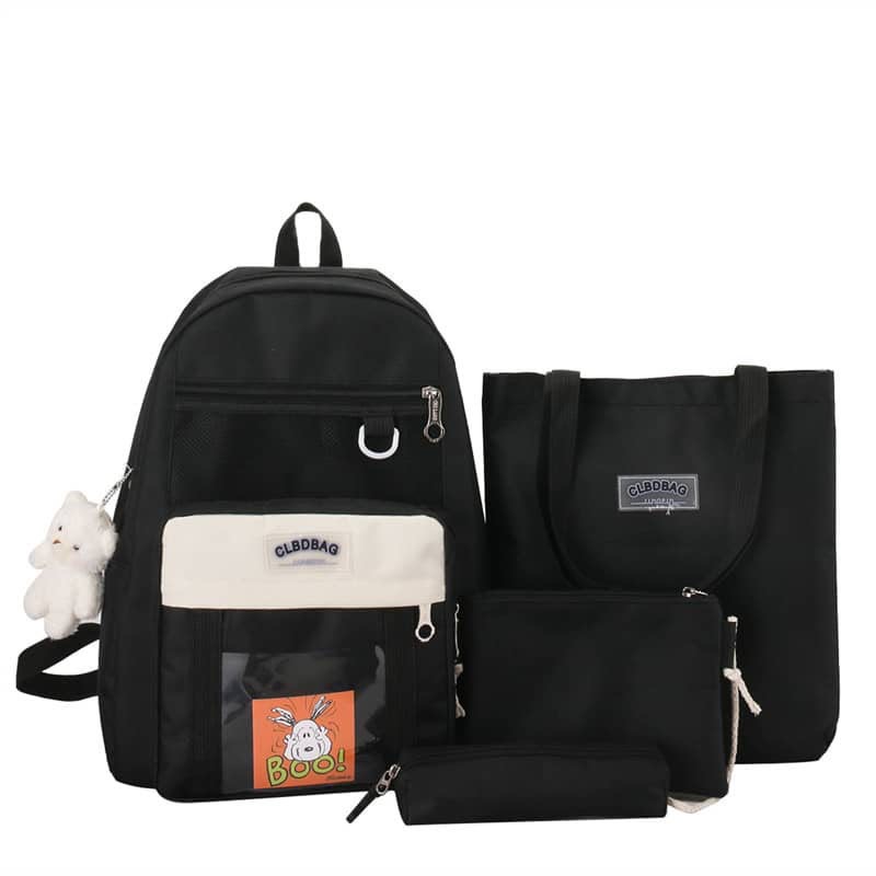 : 4-in-1 Aesthetic School Backpack Set with Clear Display Pocket