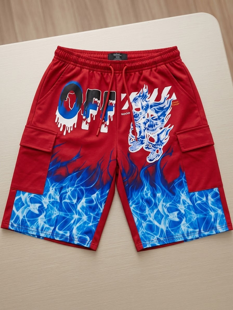 Glitch Flame Streetwear Shorts