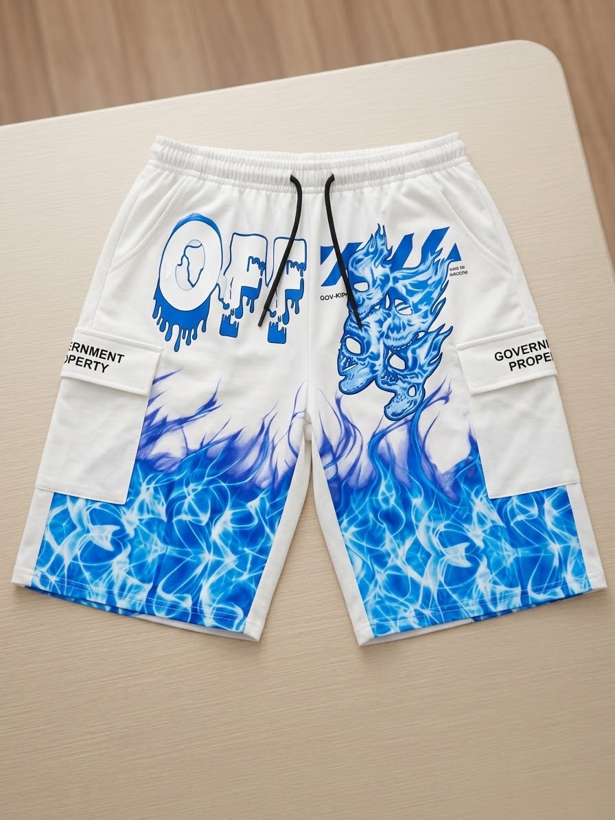 Glitch Flame Streetwear Shorts