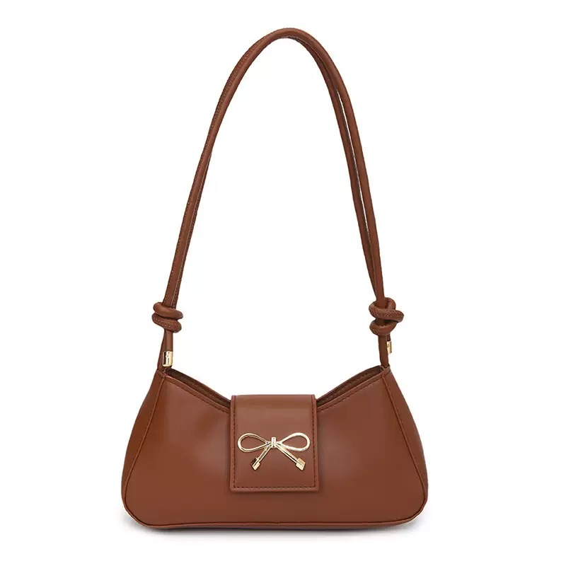 2025 Early Spring New Style Texturous Women's Bag Retro Bow Handbag Simple Knot Shoulder Bag Shoulder Bag Underarm Bag