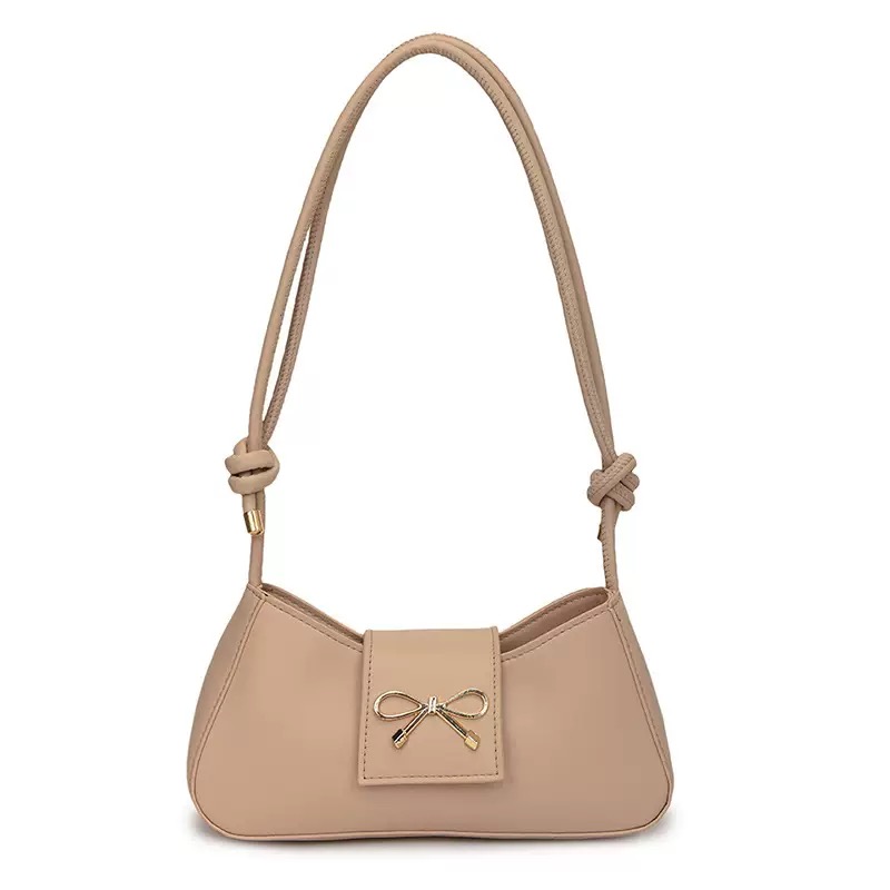 2025 Early Spring New Style Texturous Women's Bag Retro Bow Handbag Simple Knot Shoulder Bag Shoulder Bag Underarm Bag