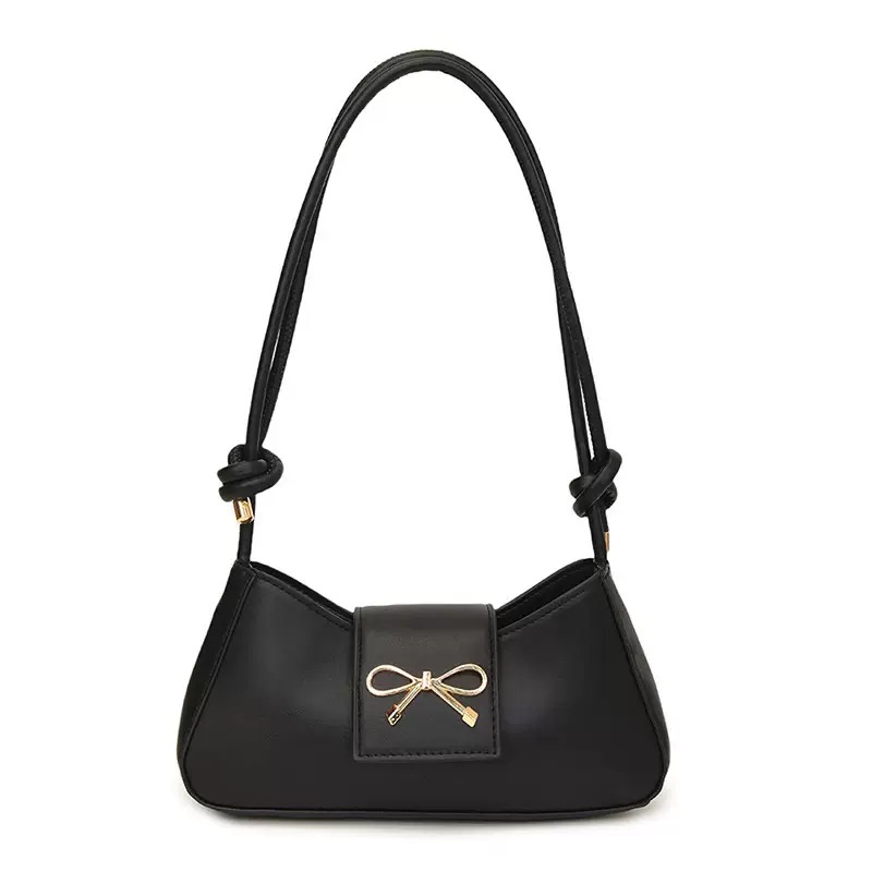 2025 Early Spring New Style Texturous Women's Bag Retro Bow Handbag Simple Knot Shoulder Bag Shoulder Bag Underarm Bag