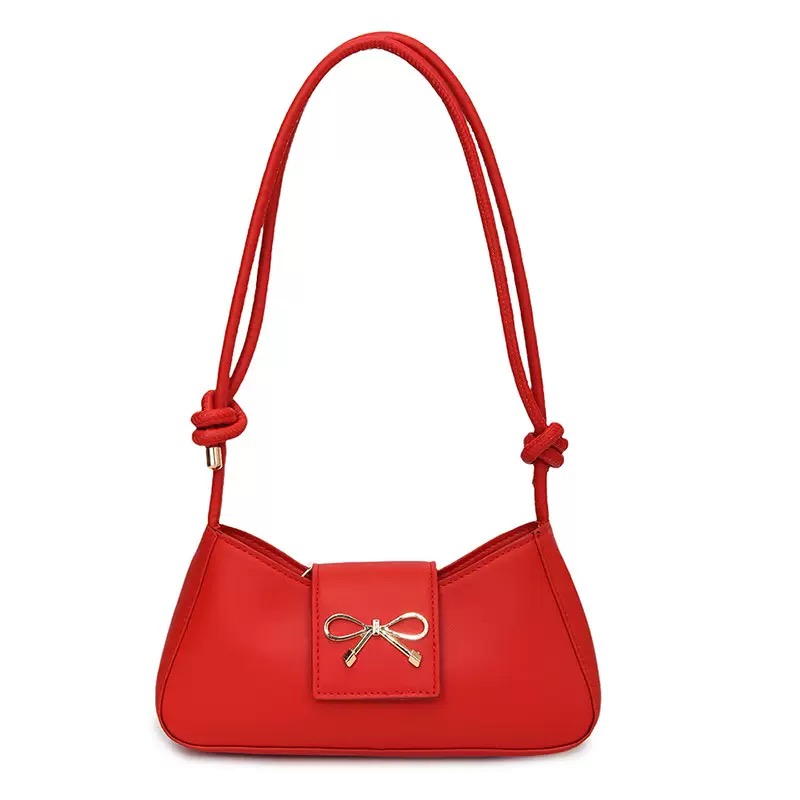 2025 Early Spring New Style Texturous Women's Bag Retro Bow Handbag Simple Knot Shoulder Bag Shoulder Bag Underarm Bag