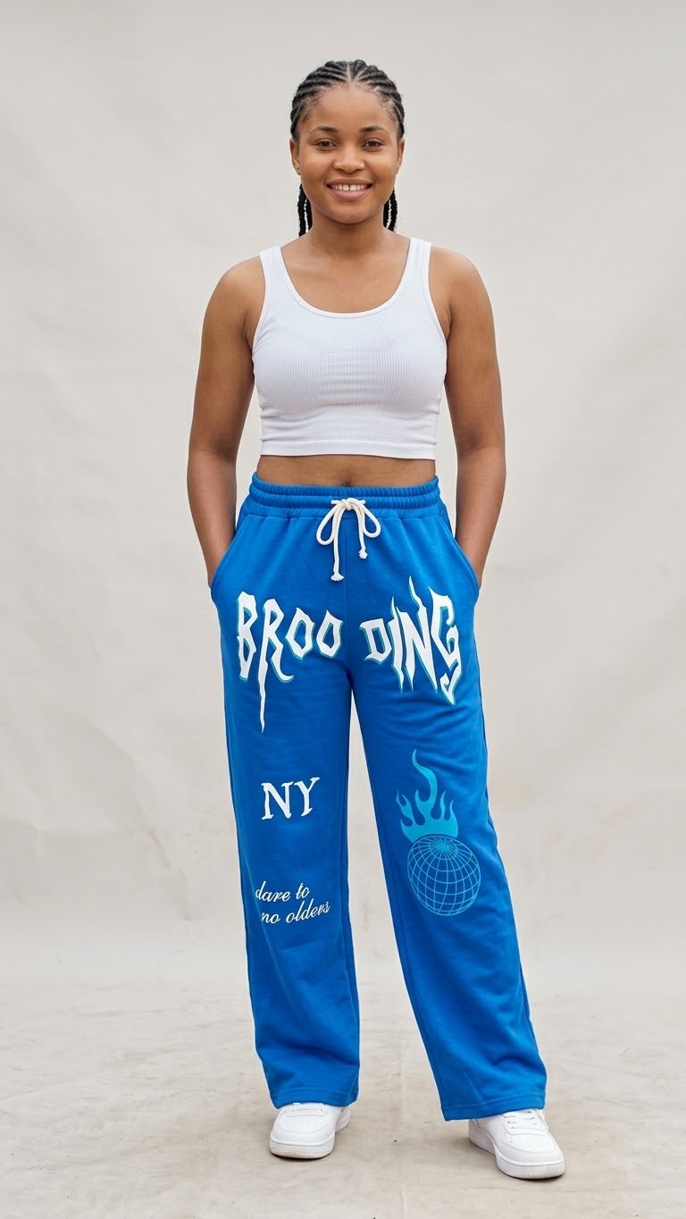 Brooding Graphic Wide-Leg Baggy Sweatpants #CK-F8081