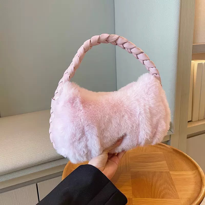 The Blush Cloud Braided Plush Handbag