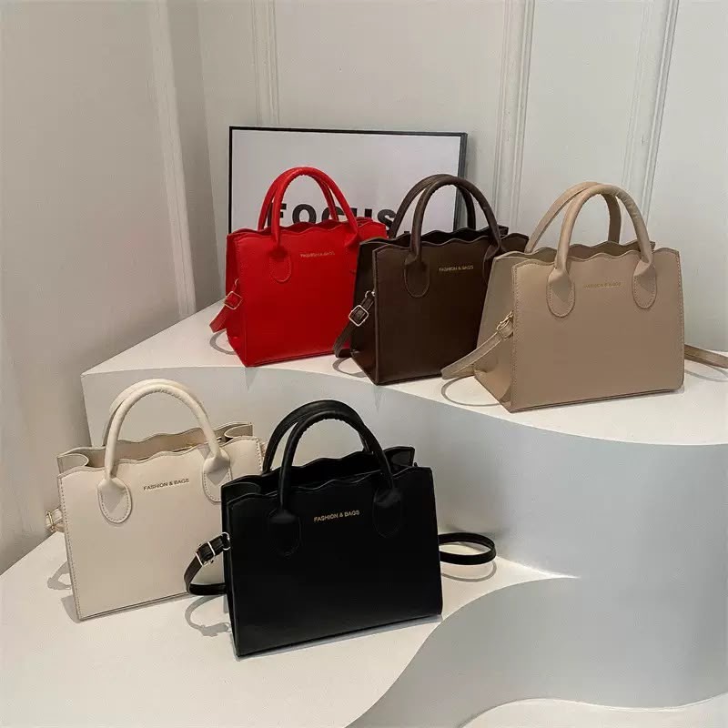 Scalloped Edge Structured Tote & Crossbody Bag